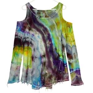 Free People Sunrise Tie Dye Sweater Womens Size Medium Pullover Upcycled Cotton